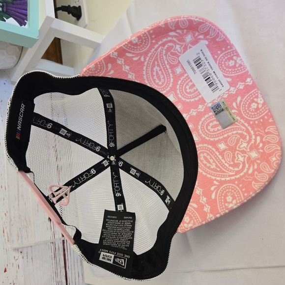 NWT Mens Austin Dillon New Era Pink 9 Forty A-frame Trucker Paisley Hat - Picture 4 of 9